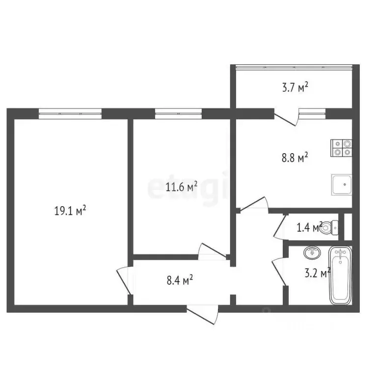 2-к кв. Мордовия, Саранск ул. 1-я Набережная, 16 (55.0 м) - Фото 1