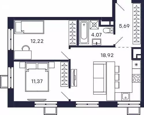 2-комнатная квартира: Красногорск, микрорайон Павшино, ЖК Тетрис, к7 ... - Фото 1