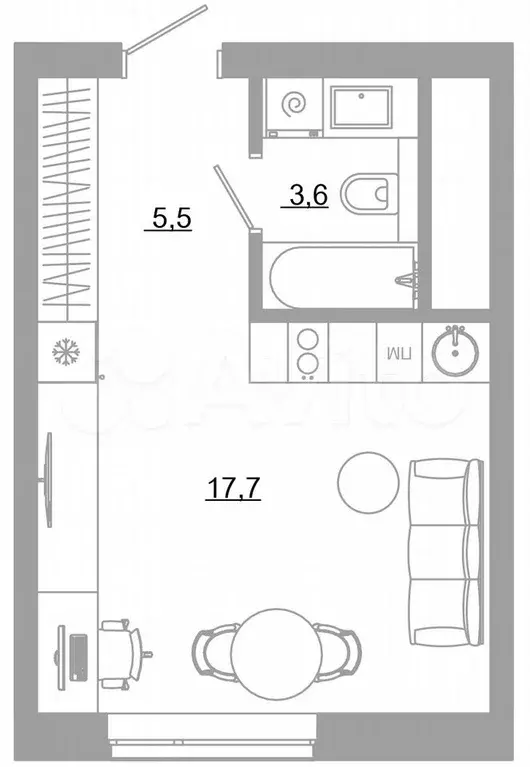 Квартира-студия, 26,8 м, 14/29 эт. - Фото 0