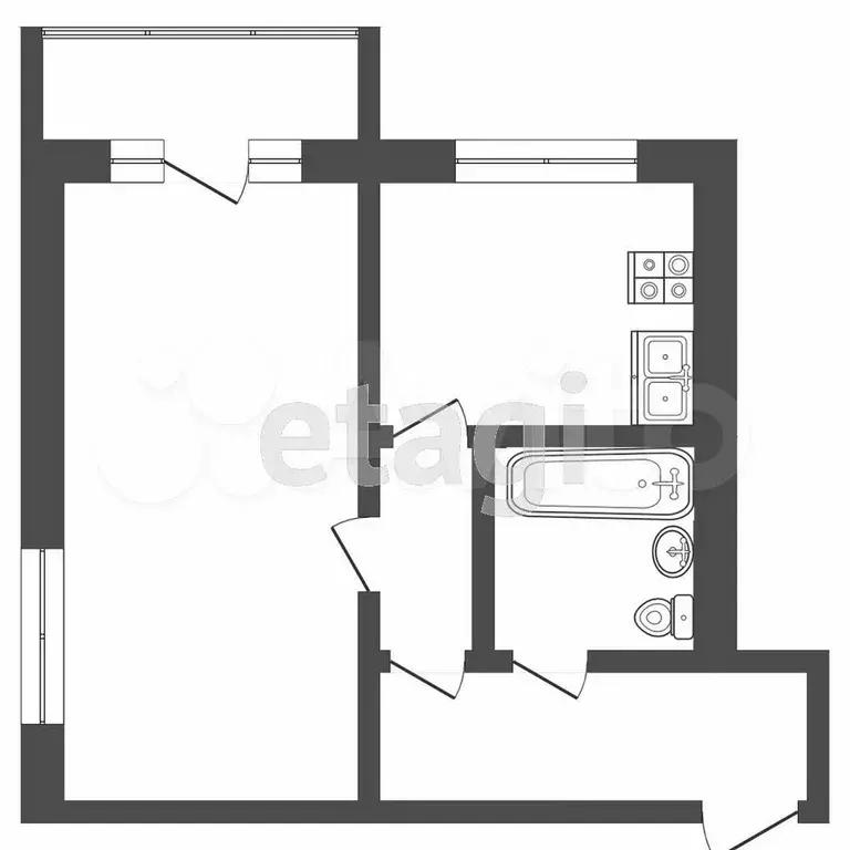 1-к. квартира, 32 м, 2/5 эт. - Фото 0