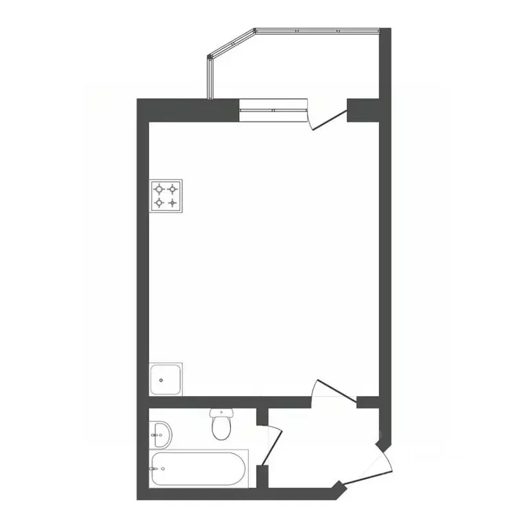 Студия Тюменская область, Тюмень ул. Верхнетарманская, 5 (28.7 м) - Фото 2