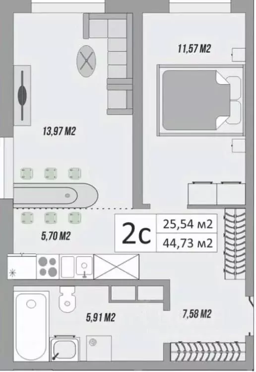 2-к кв. Оренбургская область, Оренбург ул. Яицкая, 11 (45.1 м) - Фото 1