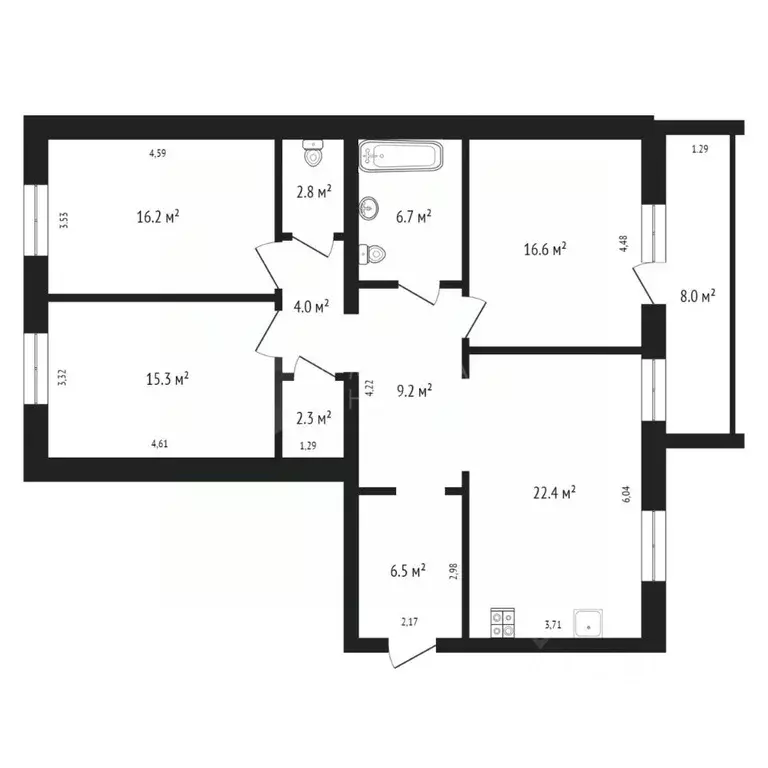 3-к кв. Тюменская область, Тюмень ул. Тимофея Кармацкого, 7к1 (101.9 ... - Фото 2