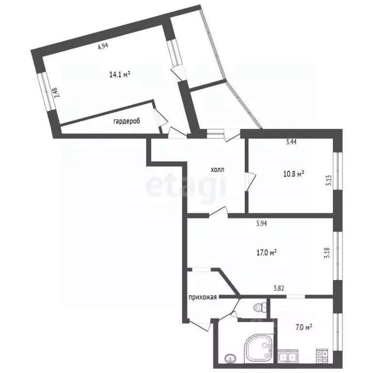 3-к кв. Москва ул. Сталеваров, 8/22К2 (69.0 м) - Фото 2