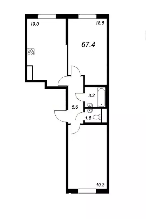 2-комнатная квартира: Санкт-Петербург, улица Дыбенко, 2 (65 м) - Фото 1