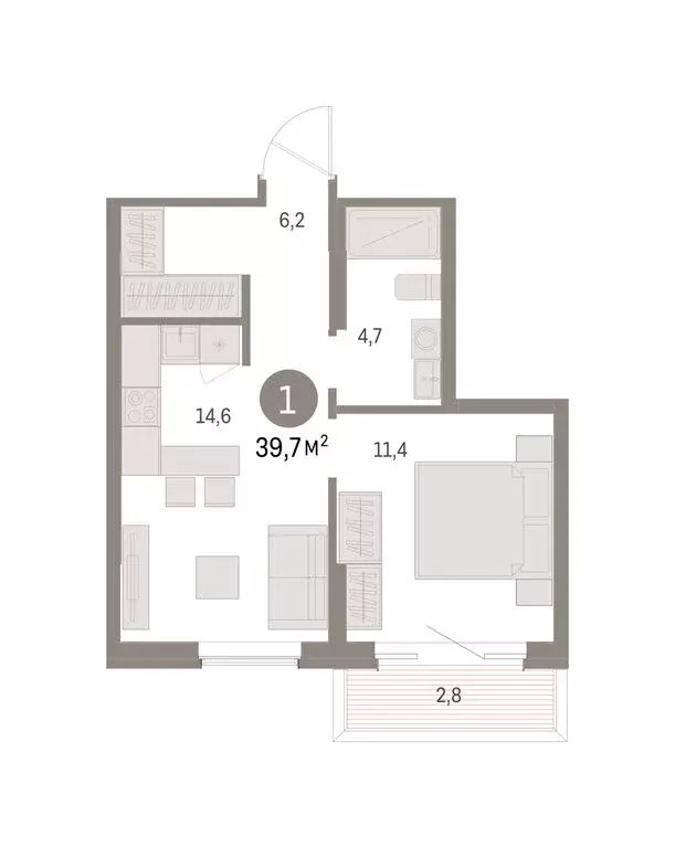 1-комнатная квартира: Курган, жилой район Центральный, ЖК Дом Кино ... - Фото 2