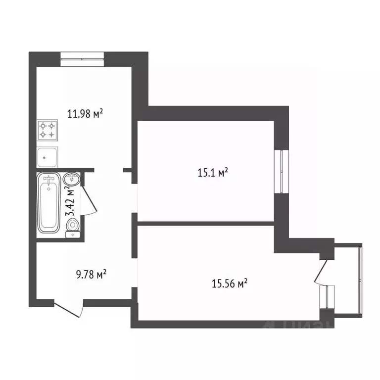 2-к кв. Красноярский край, Красноярск ул. Калинина, 175В (56.9 м) - Фото 1