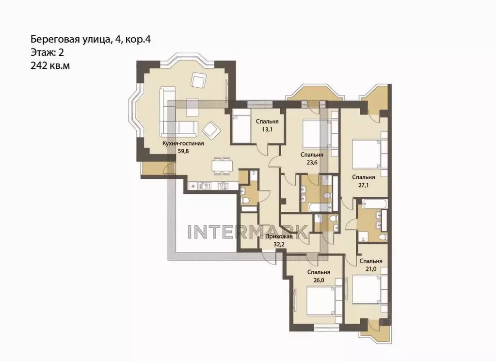 6-к кв. Москва Береговая ул., 4К4 (242.0 м) - Фото 2