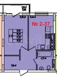 1-к. квартира, 37 м, 7/8 эт. - Фото 1