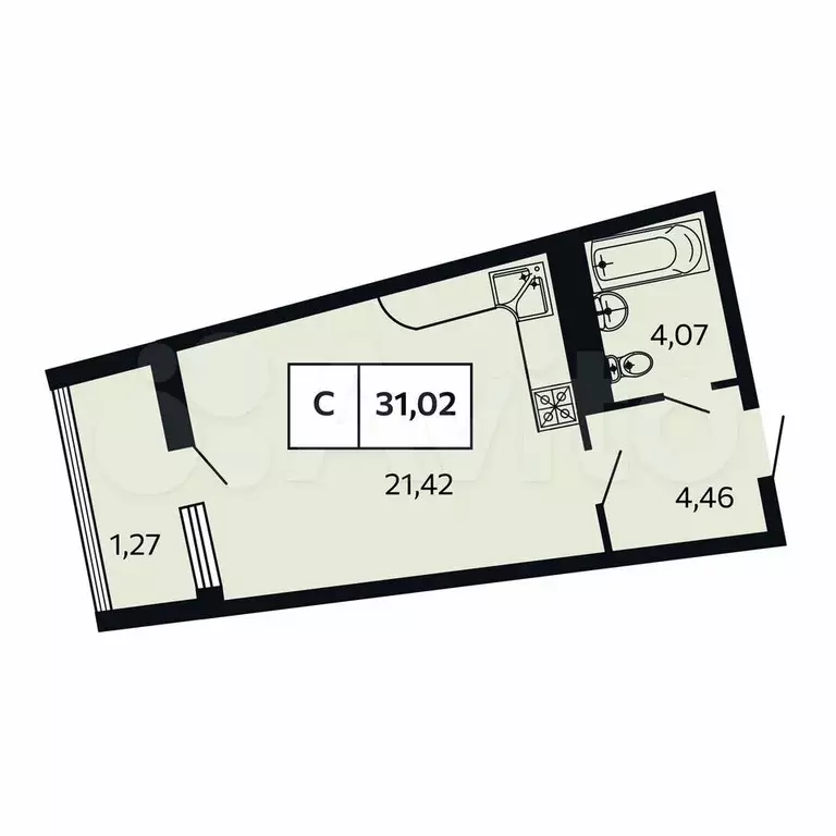Квартира-студия, 31 м, 9/10 эт. - Фото 0