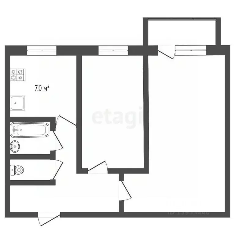 2-к кв. Тюменская область, Тюмень ул. 50 лет Октября, 70 (43.6 м) - Фото 2