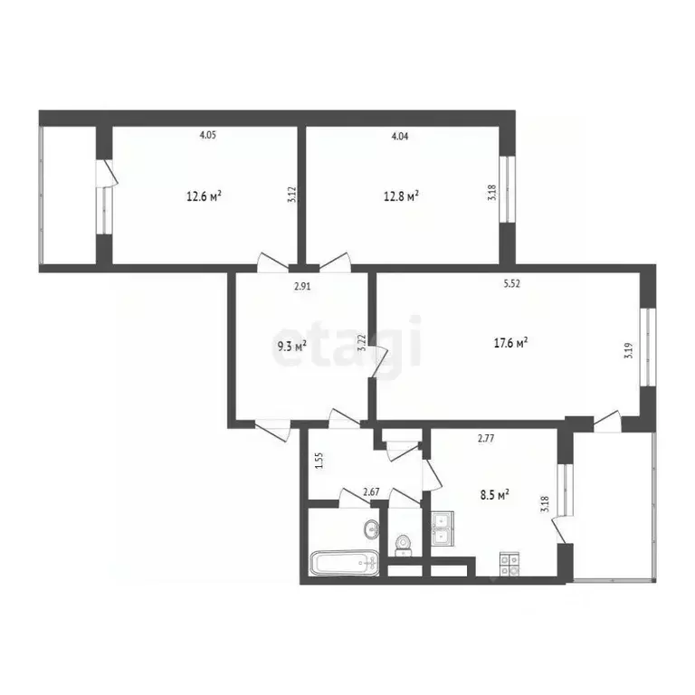 3-к кв. Крым, Симферополь ул. Балаклавская (72.4 м) - Фото 2