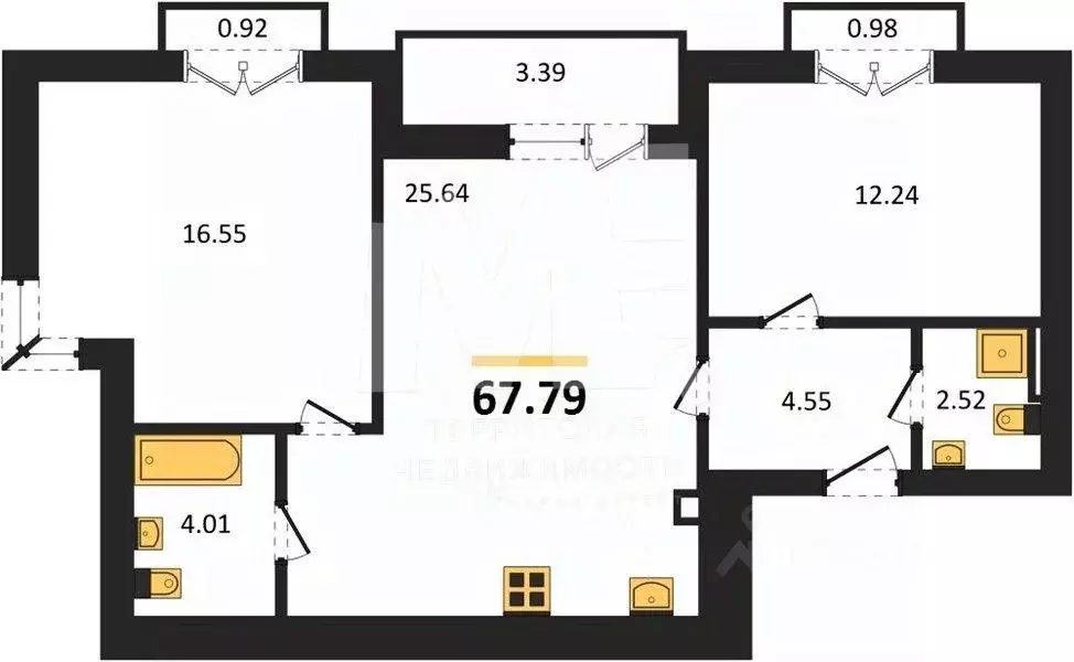 2-к кв. Калининградская область, Калининград Суздальская ул. (67.79 м) - Фото 0