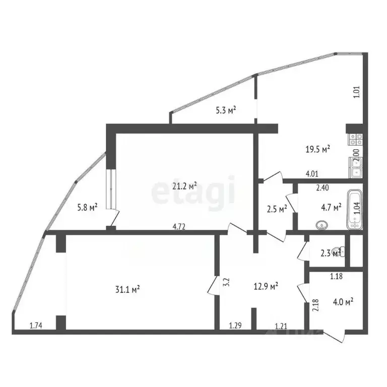 2-к кв. Ставропольский край, Пятигорск ул. Пастухова (96.2 м) - Фото 1