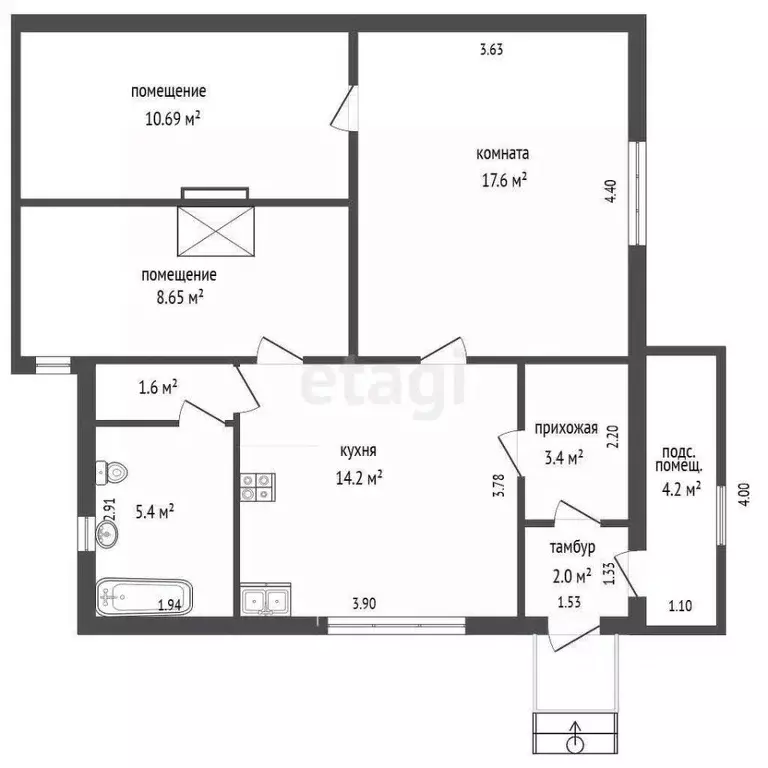3-к кв. Вологодская область, Великий Устюг проезд 2-й РМЗ, 2 (58.7 м) - Фото 2