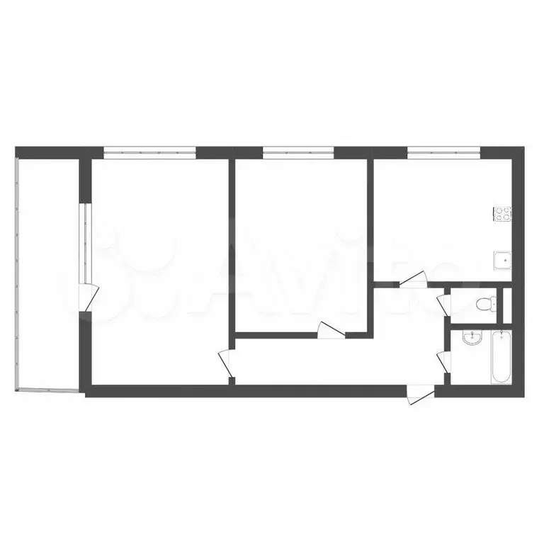 2-к. квартира, 50,5 м, 8/9 эт. - Фото 0