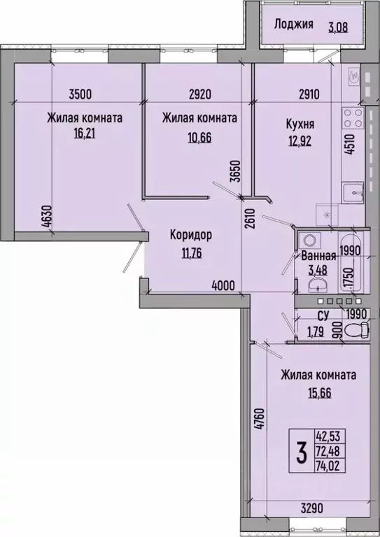 3-к кв. Волгоградская область, Волгоград ул. Химина, 18Б (74.02 м) - Фото 0