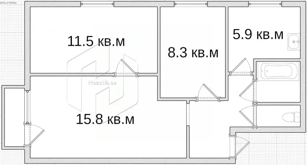 3-к кв. мордовия, саранск ул. пушкина, 4 (50.0 м) - Фото 1