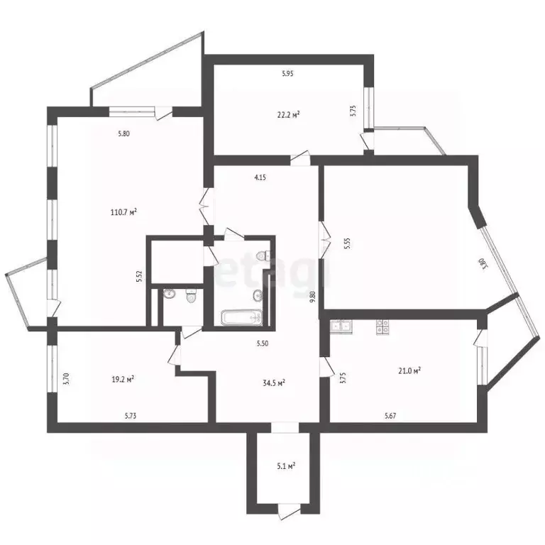 5-к кв. Кемеровская область, Кемерово Ноградская ул., 19А (198.0 м) - Фото 1