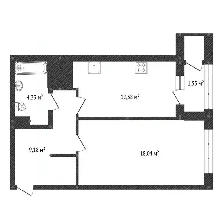 1-к кв. Башкортостан, Уфа ул. Природная, 28 (45.7 м) - Фото 1