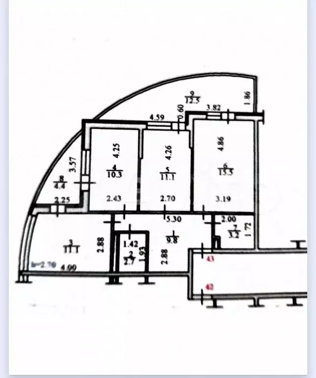 3-к. квартира, 63,7 м, 6/9 эт. - Фото 0