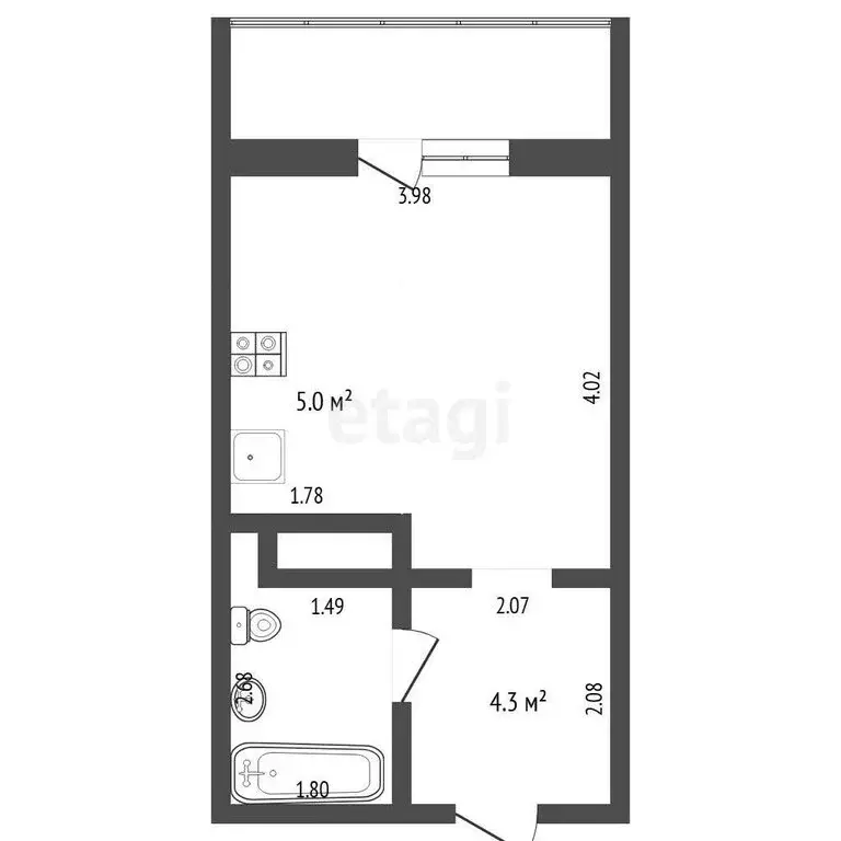 Квартира-студия: Тюмень, Газопромысловая улица, 8 (23.7 м) - Фото 0