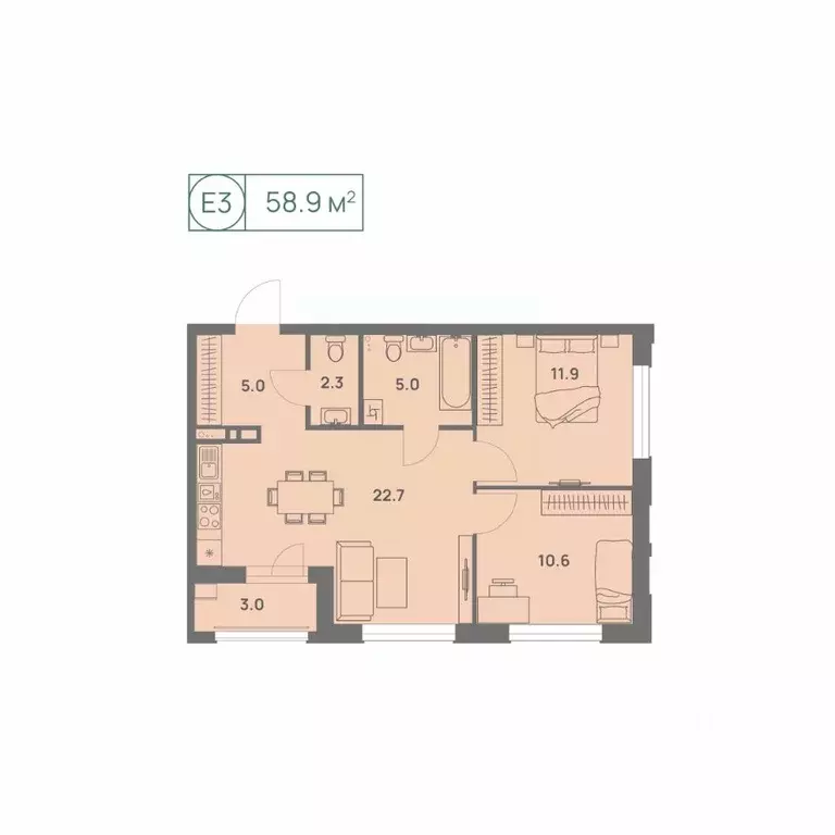 3-к кв. Пермский край, Пермь Трамвайная ул., 27 (58.9 м) - Фото 1