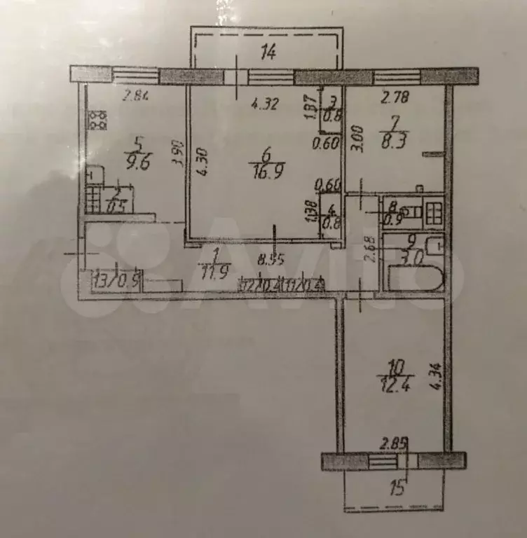 3-к. квартира, 68,8 м, 9/10 эт. - Фото 0