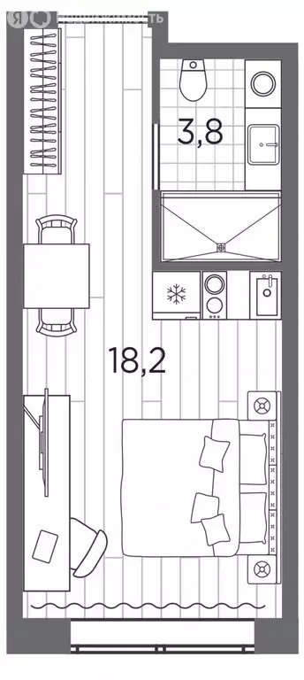 Квартира-студия: Санкт-Петербург, проспект Стачек, 62Б (22 м) - Фото 0