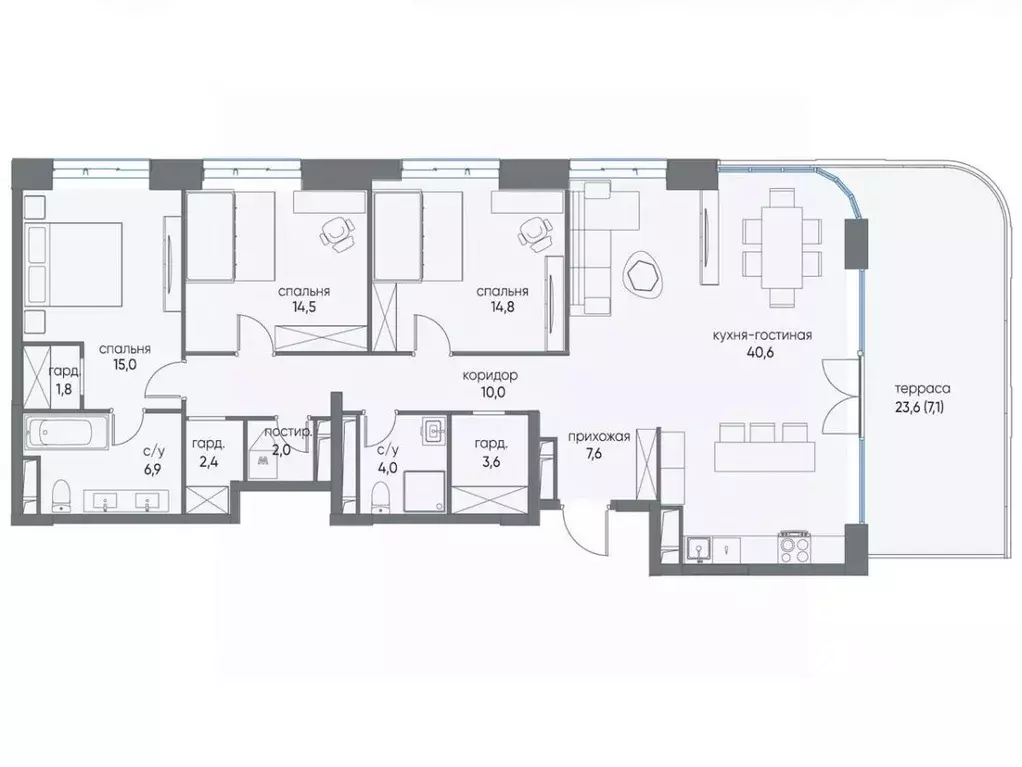 3-к кв. Москва ул. Нижние Мневники, 16к4 (145.0 м) - Фото 2