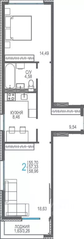 2-к кв. Крым, Сакский район, Лесновское с/пос, с. Прибрежное Розовое ... - Фото 1