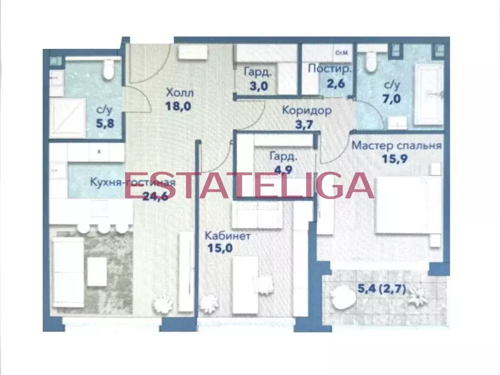 3-к кв. Москва ул. Сергея Бондарчука, 4 (97.7 м) - Фото 2