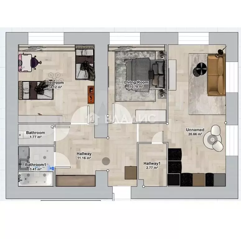 2-комнатная квартира: Вологда, улица Гагарина, 80Ак3 (65.3 м) - Фото 1