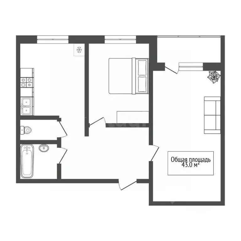 2-к кв. Новосибирская область, Новосибирск ул. Есенина, 10 (43.0 м) - Фото 1