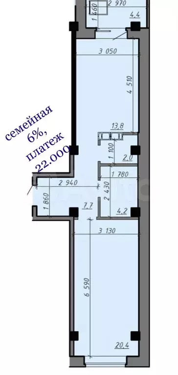 2-к. квартира, 49 м, 3/9 эт. - Фото 0