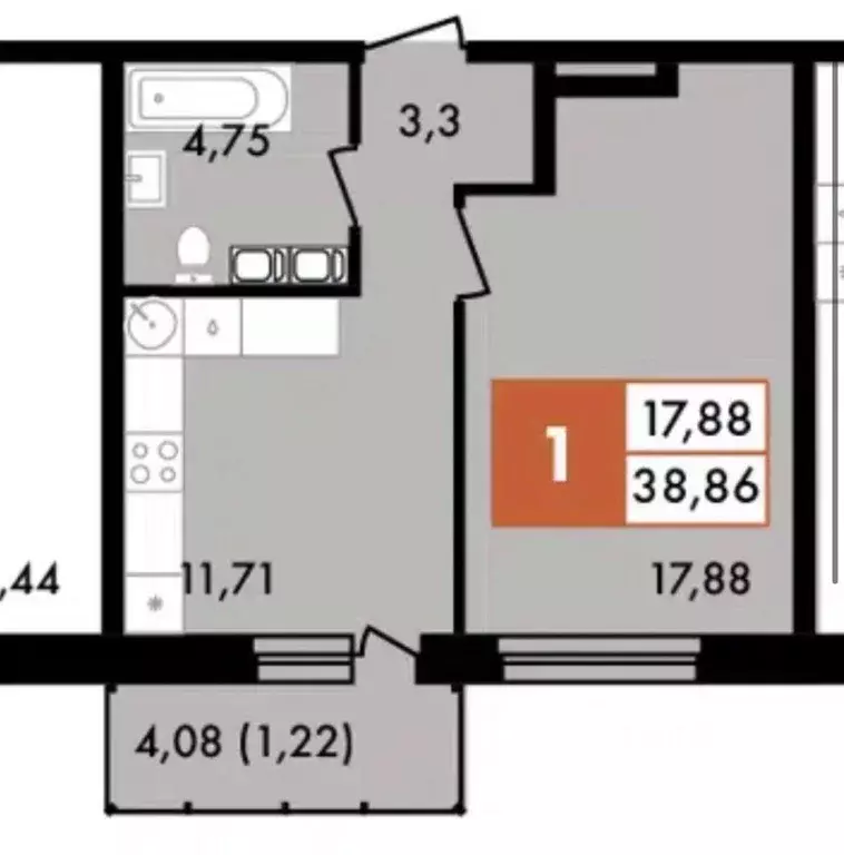 1-к кв. Калужская область, Калуга Первый на Правом жилой комплекс, 3 ... - Фото 2