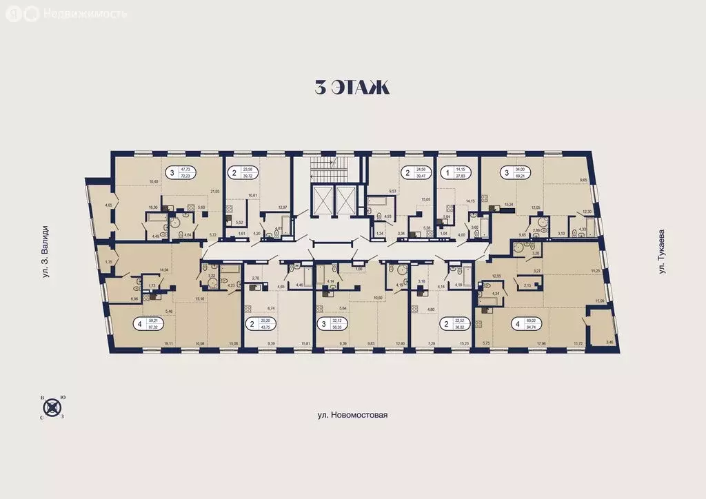 3-комнатная квартира: Уфа, Новомостовая улица, 4А (69.21 м) - Фото 1