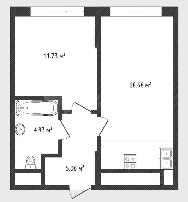 1-к кв. Тюменская область, Тюмень ул. Разведчика Кузнецова, 7 (40.44 ... - Фото 2
