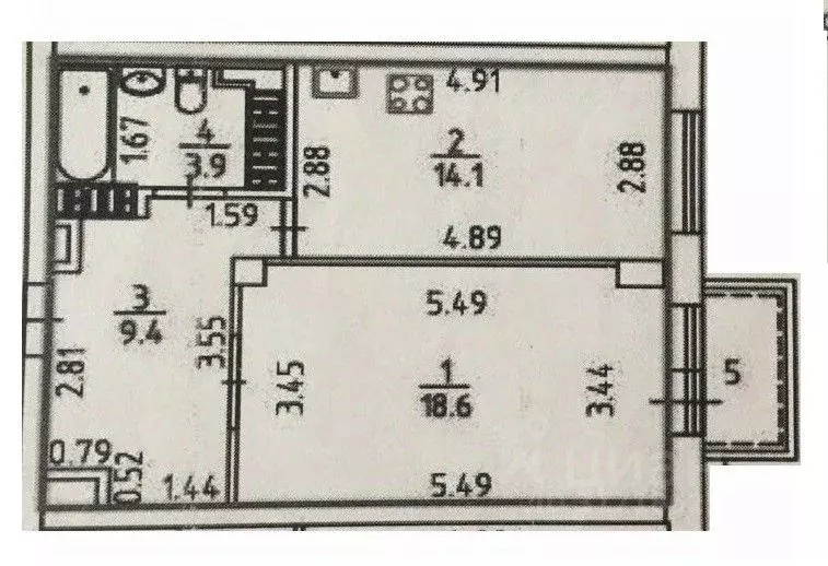 1-к кв. Свердловская область, Екатеринбург ул. Репина, 68 (46.0 м) - Фото 1