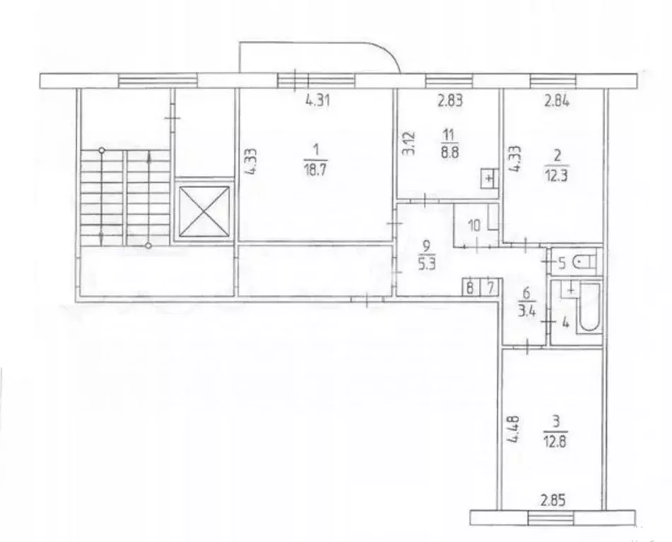 3-к кв. Пермский край, Пермь ул. Зенкова, 4 (67.7 м) - Фото 2