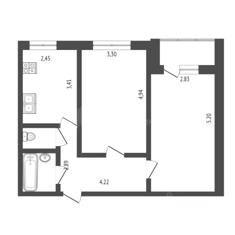 2-к кв. Тюменская область, Тюмень ул. Стартовая, 5 (51.0 м) - Фото 1