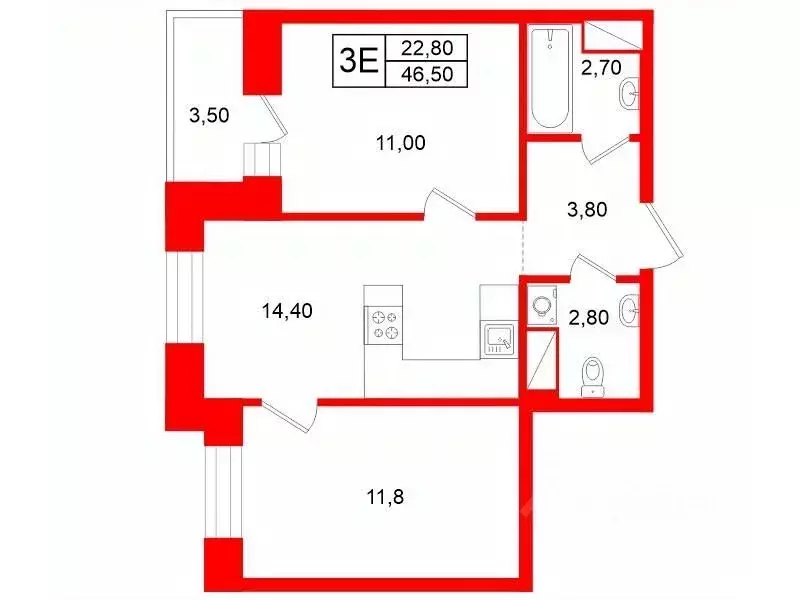 2-к кв. Санкт-Петербург просп. Энгельса, 31 (46.5 м) - Фото 2
