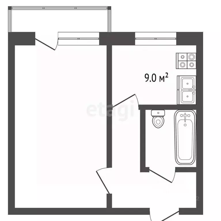1-к кв. Камчатский край, Елизово ул. Рябикова, 18 (32.9 м) - Фото 2