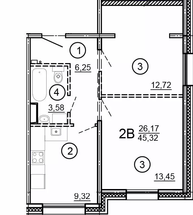 2-комнатная квартира: Тверь, Медовая улица, 9к1 (45.32 м) - Фото 0