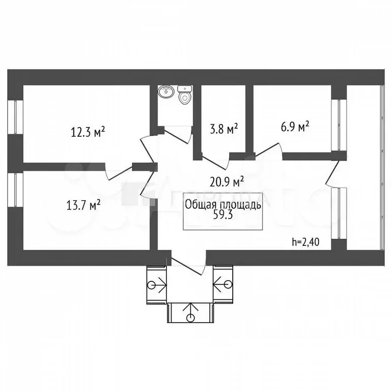 Продам офисное помещение, 59.3 м - Фото 1