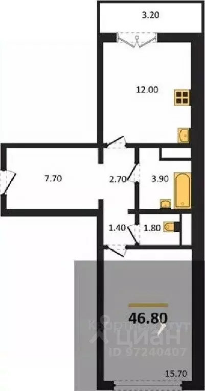 1-к кв. Воронежская область, Новоусманский район, пос. Отрадное ул. ... - Фото 0