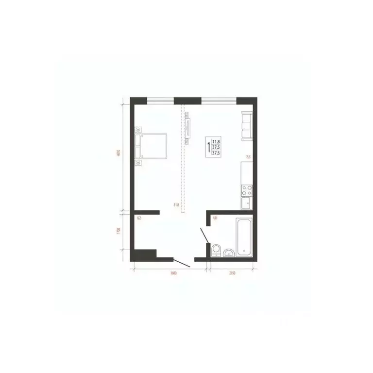 1-к кв. Иркутская область, Иркутск Сарафановская ул. (37.5 м) - Фото 0