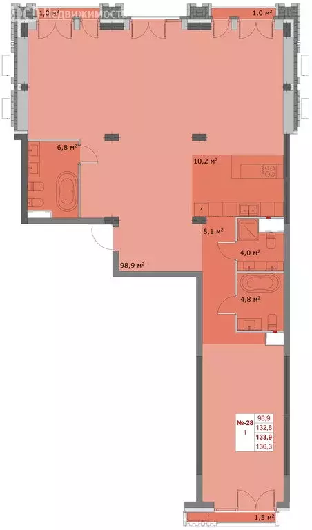 3-комнатная квартира: Нижний Новгород, ЖК Гермес (132.1 м) - Фото 1