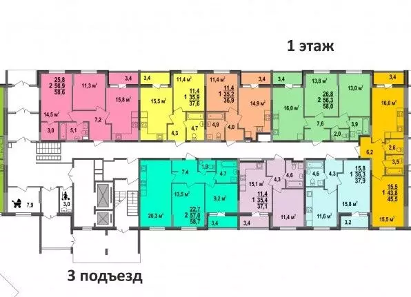 2-к кв. Владимирская область, Владимир ул. Смоленская, 3Б (58.6 м) - Фото 1