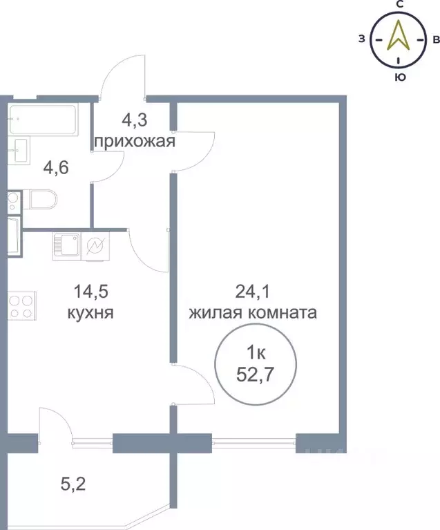 1-к кв. Ханты-Мансийский АО, Сургут тракт Югорский, 54/2 (52.7 м) - Фото 0